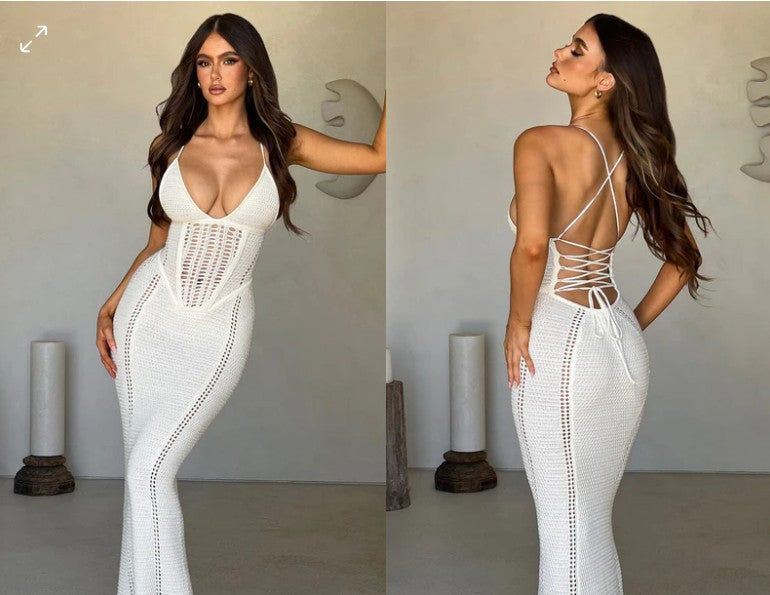 Backless Knitted Maxi Dress
