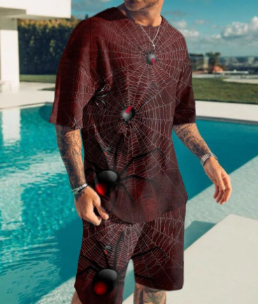 Men's Color Block 3D Printed T-Shirt Set