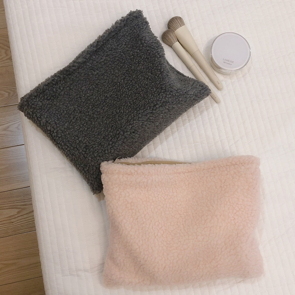 Plush Lambwool Makeup Pouch and Organizer Bag