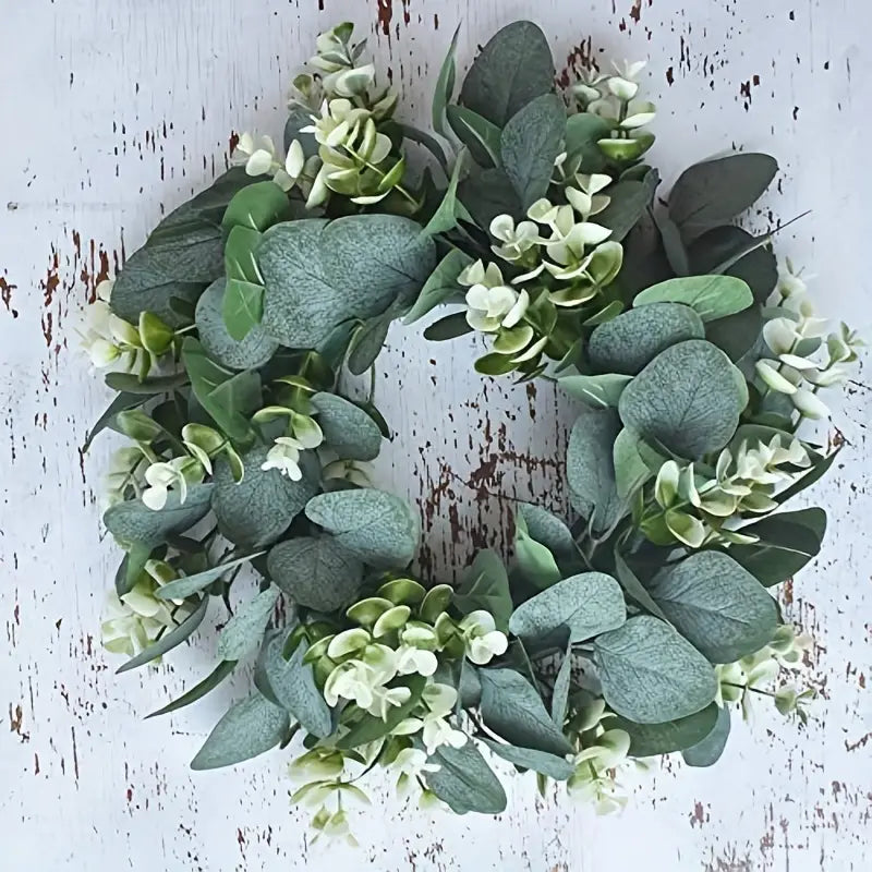 Artificial Eucalyptus Wreath | Faux Greenery Door Wreath | Farmhouse Home Decor
