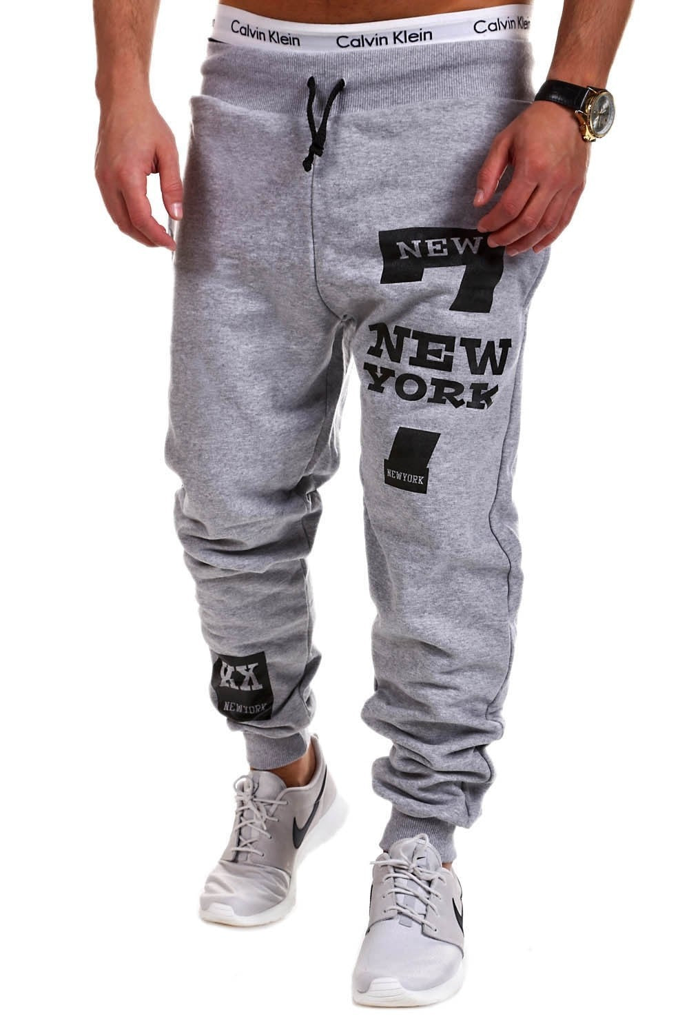 Fashionable Athletic Pants with New York Letter Print