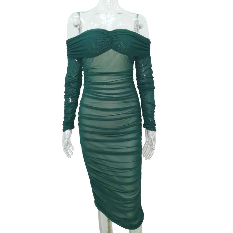 Spring Summer New European Sexy Long Sleeve Dress