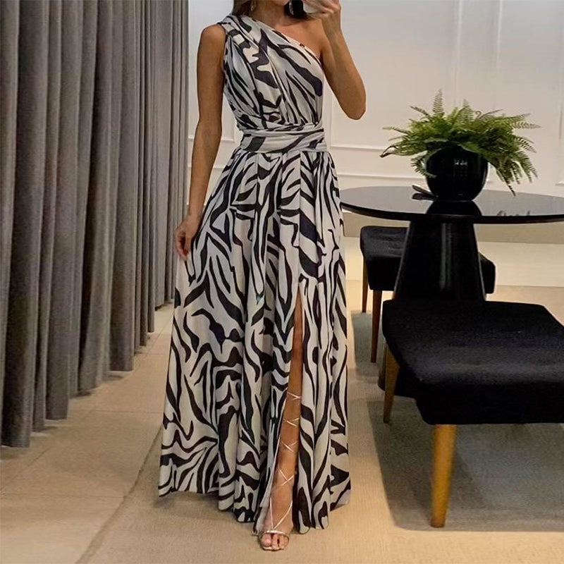 Summer Women's Sexy Open Back One Shoulder Dress