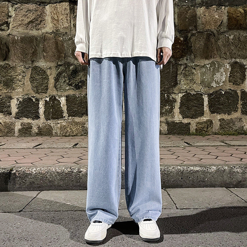 LKTM Men's Hip-Hop Loose Fit Denim Wide-Leg Pants