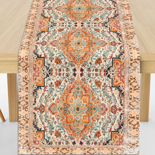 Boho Table Runner | Rustic Farmhouse Dining Decor | Gold | 13×108 Inches