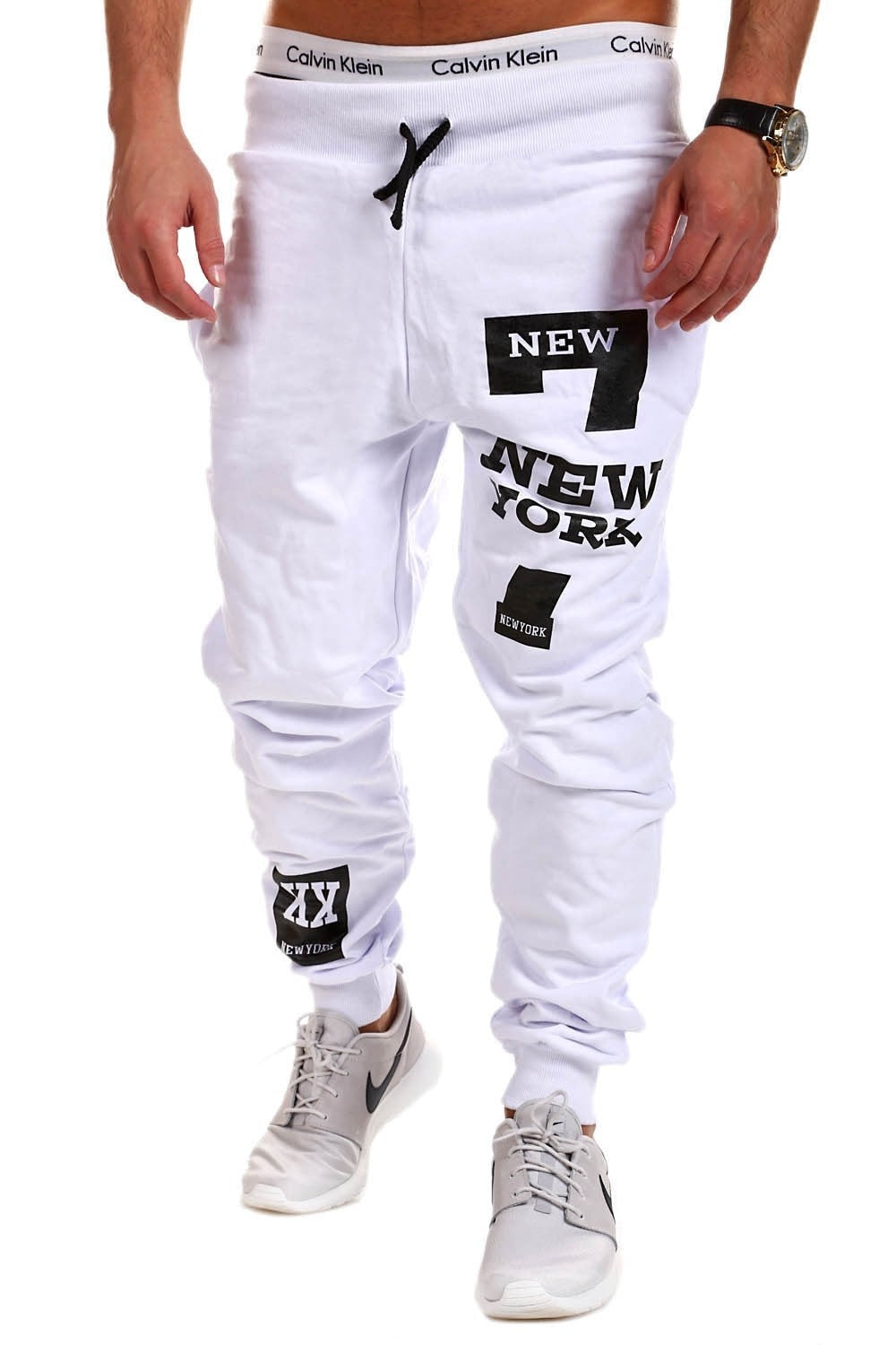 Fashionable Athletic Pants with New York Letter Print