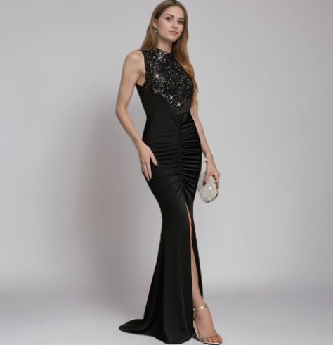 Mermaid Tail Evening Gown Dress with Fitted Design