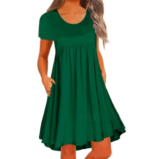 Women's Simple Solid Color Short Sleeve Dress