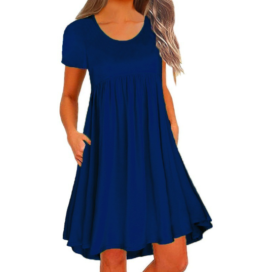 Women's Simple Solid Color Short Sleeve Dress