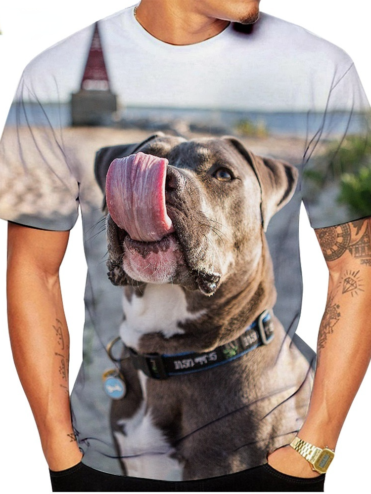 Custom Printed Casual Men's T-shirt in Polyester
