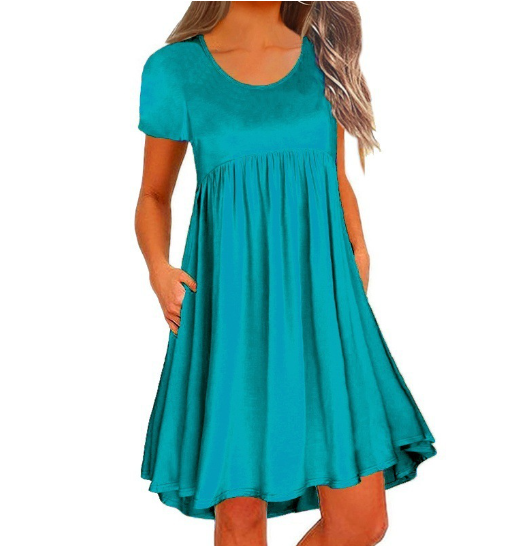 Women's Simple Solid Color Short Sleeve Dress