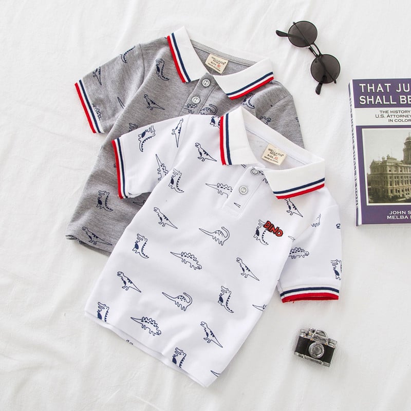 Summer Cartoon Pattern Boy's Casual Short Sleeve Shirt