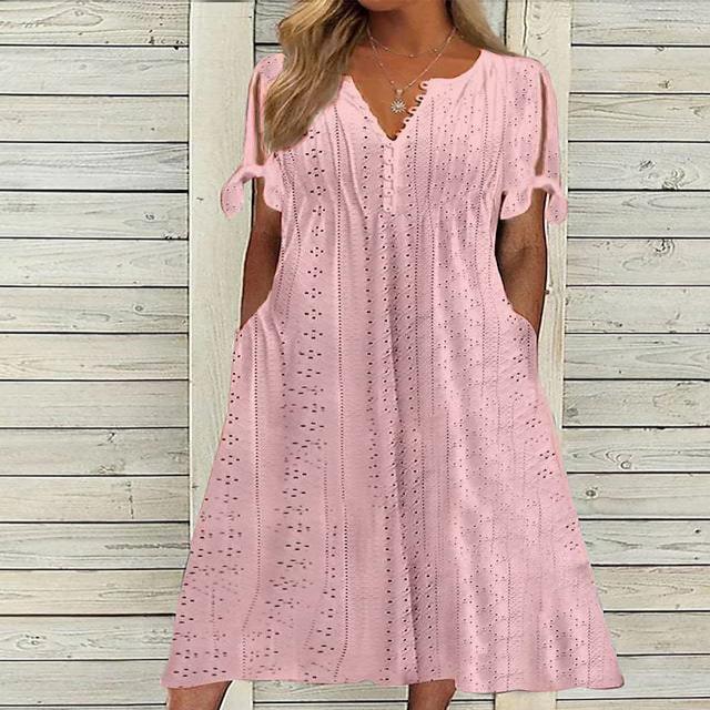 Summer Women's Lace V-Neck Dress with Ruffles