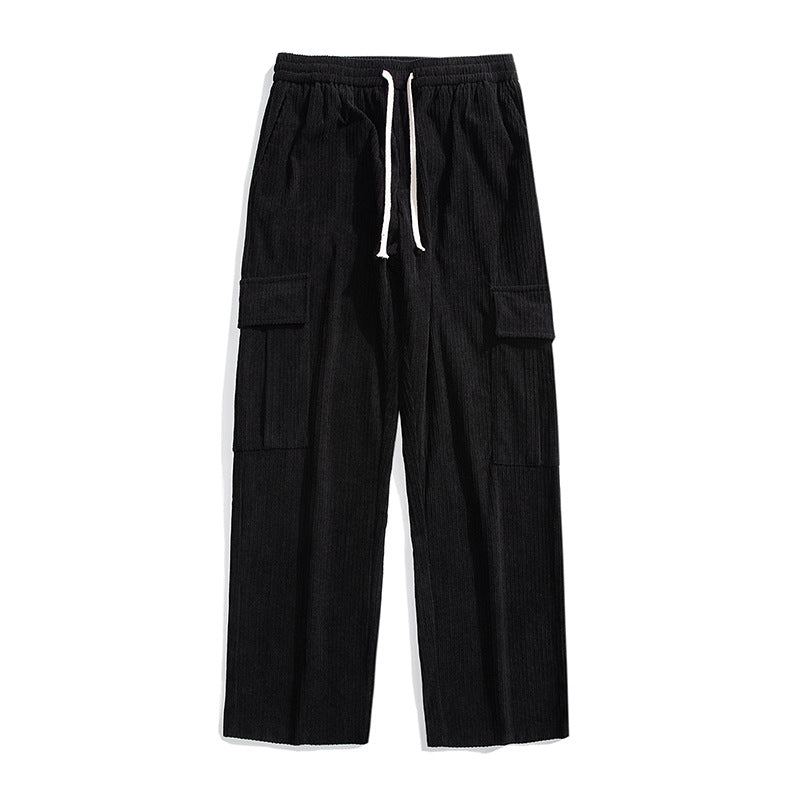 Corduroy Loose Straight Cargo Pants for Autumn & Winter