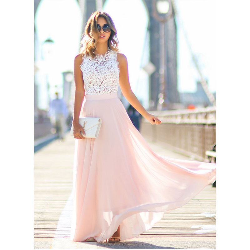 Hot Women's Long Chiffon V-Neck Evening Dress