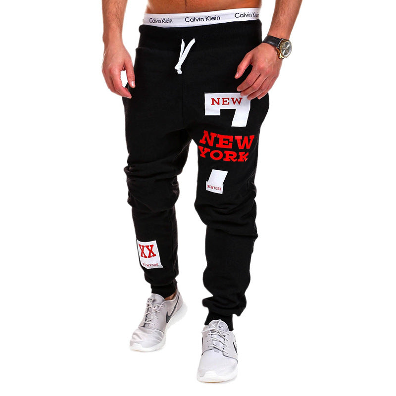 Fashionable Athletic Pants with New York Letter Print