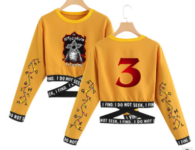 Stranger Things 3 Cropped Long Sleeve Sweatshirt
