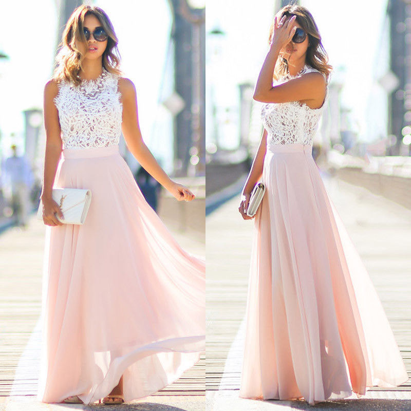 Hot Women's Long Chiffon V-Neck Evening Dress