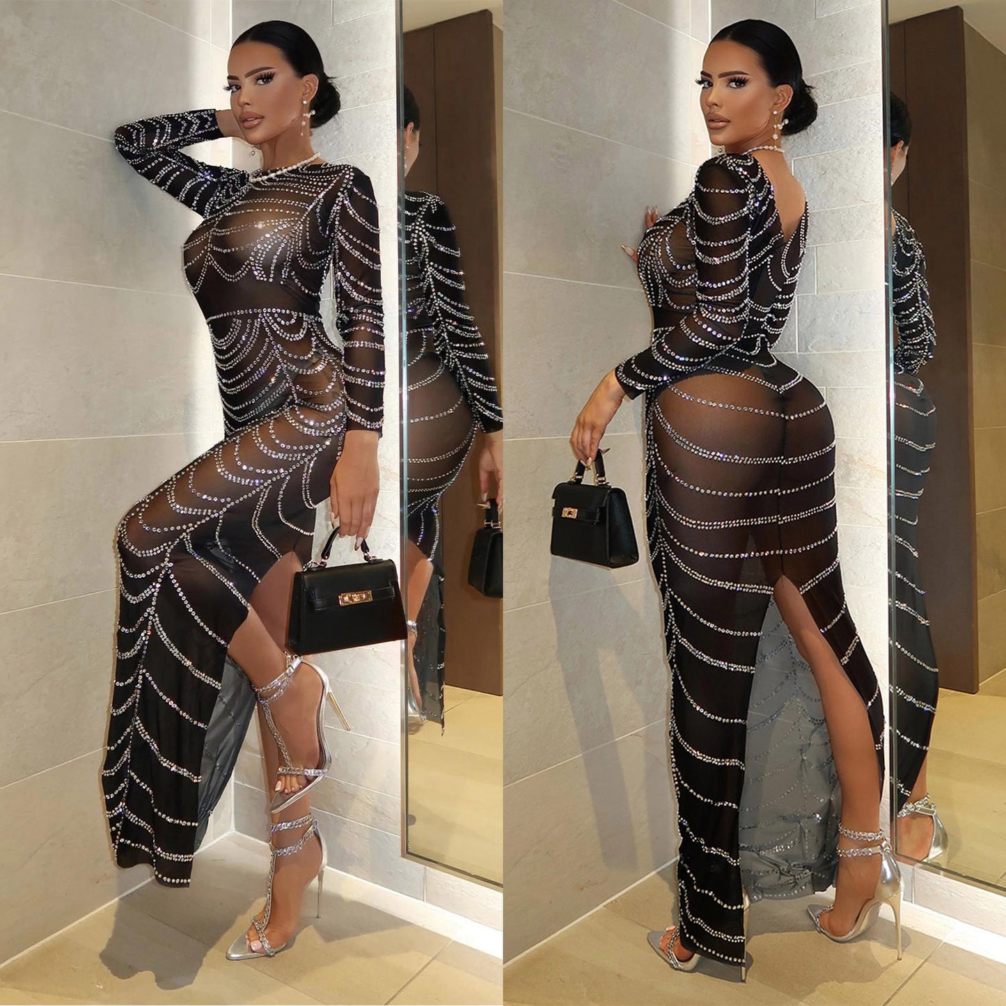 Slim Fit Long Sleeve Dress for Women's Fashion