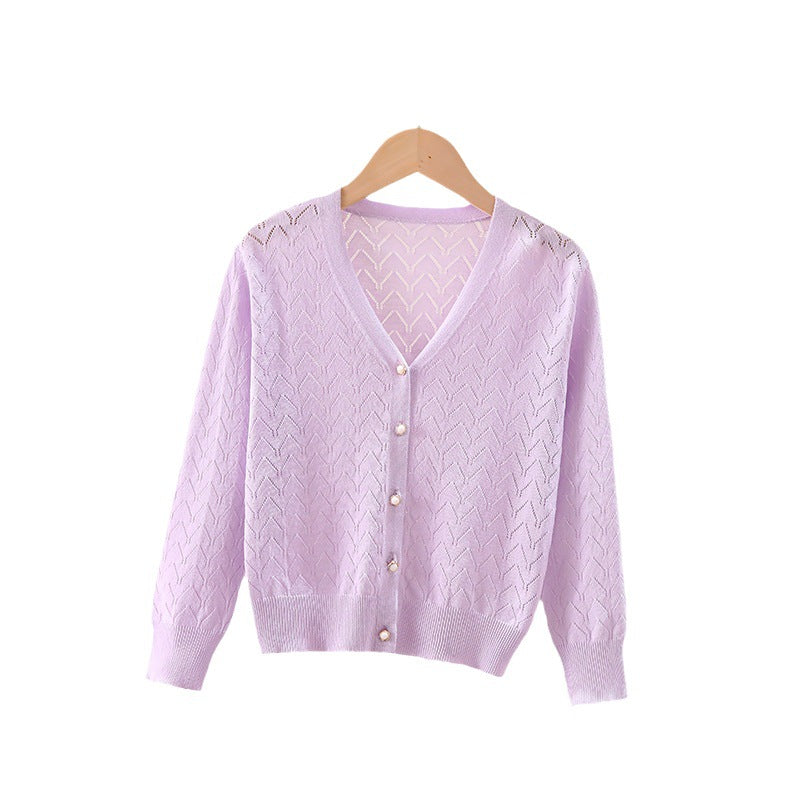 Girl's Thin Knitted Cardigan UV Jacket for Ages 5+