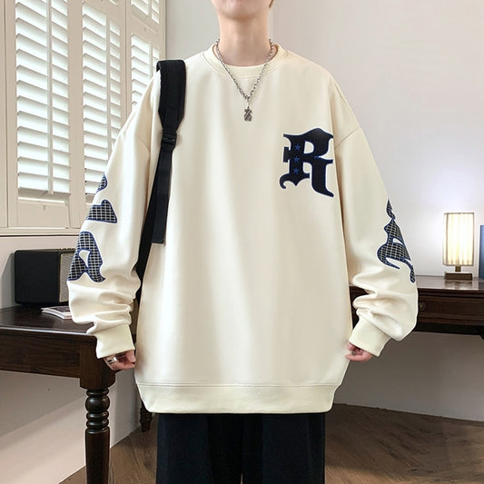 Men's Drop Shoulder Crew Neck Hoodie — Casual Pullover