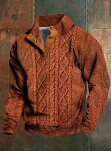 Men's Cable Knit Quarter-Zip Sweater | Suede Elbow Patch | 10 Colors | XS–6XL