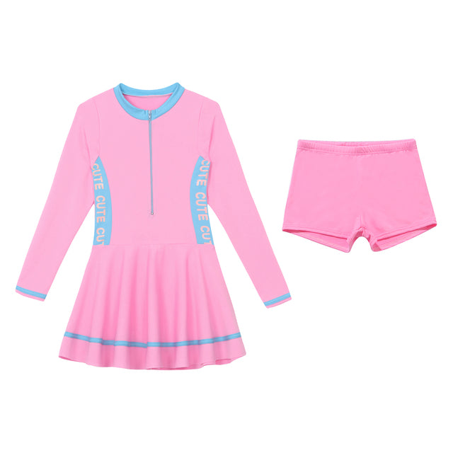 Solid Color Children's Dress Style Swimsuit