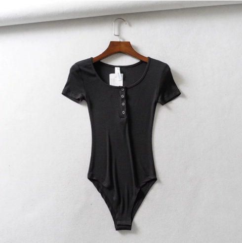 Women's Short Sleeve Button Slim T-Shirt for Street Style