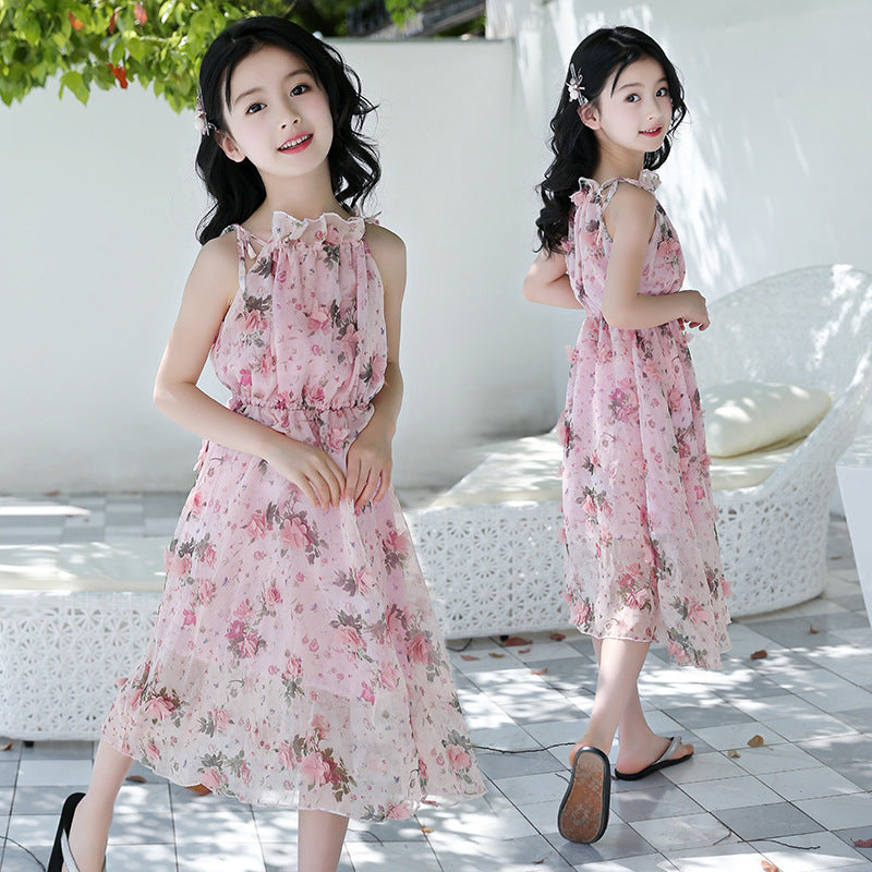 Girls' Bohemian Floral Beach Maxi Dress — Summer Style