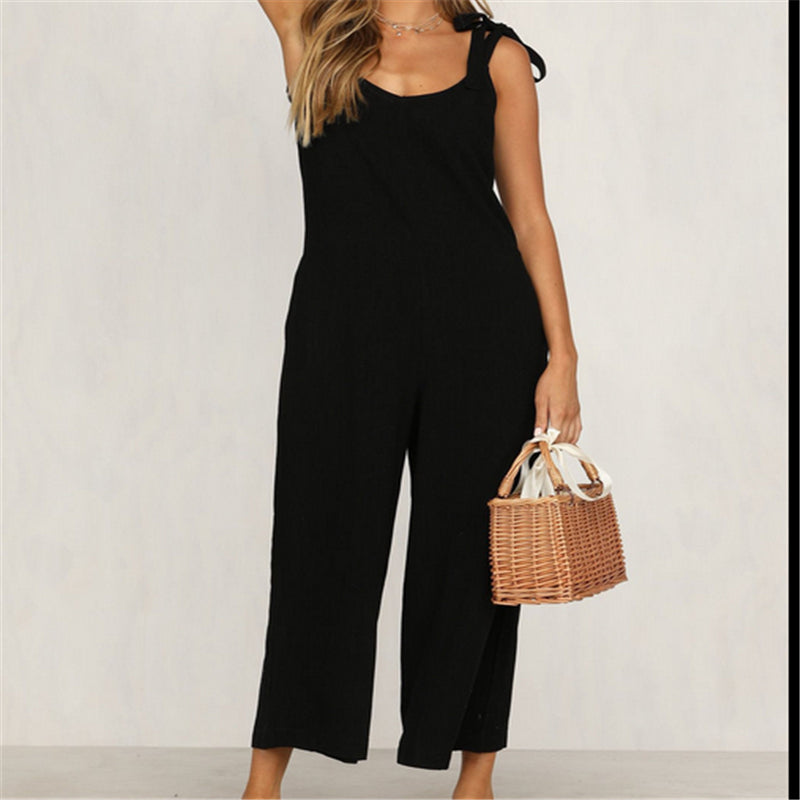 Women's Casual Loose Linen Cotton Backless Dress