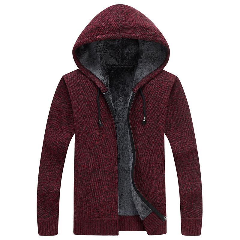 Men's Casual Hooded Cardigan - Warm Velvet Sweater