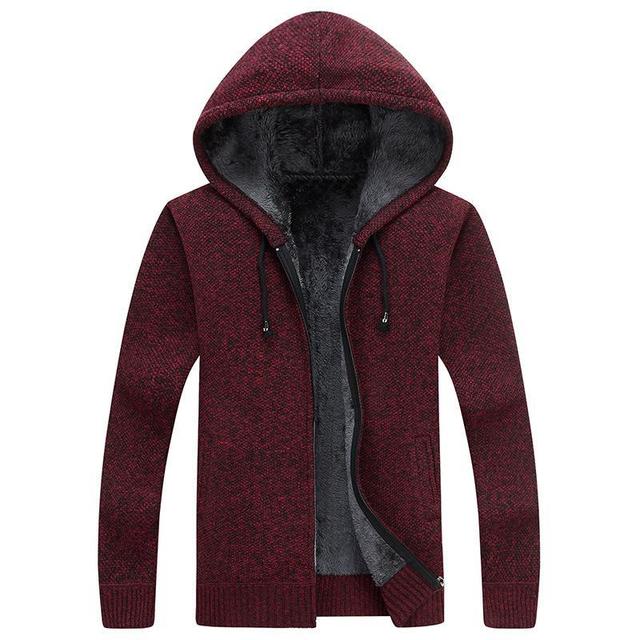 Men's Casual Hooded Cardigan - Warm Velvet Sweater