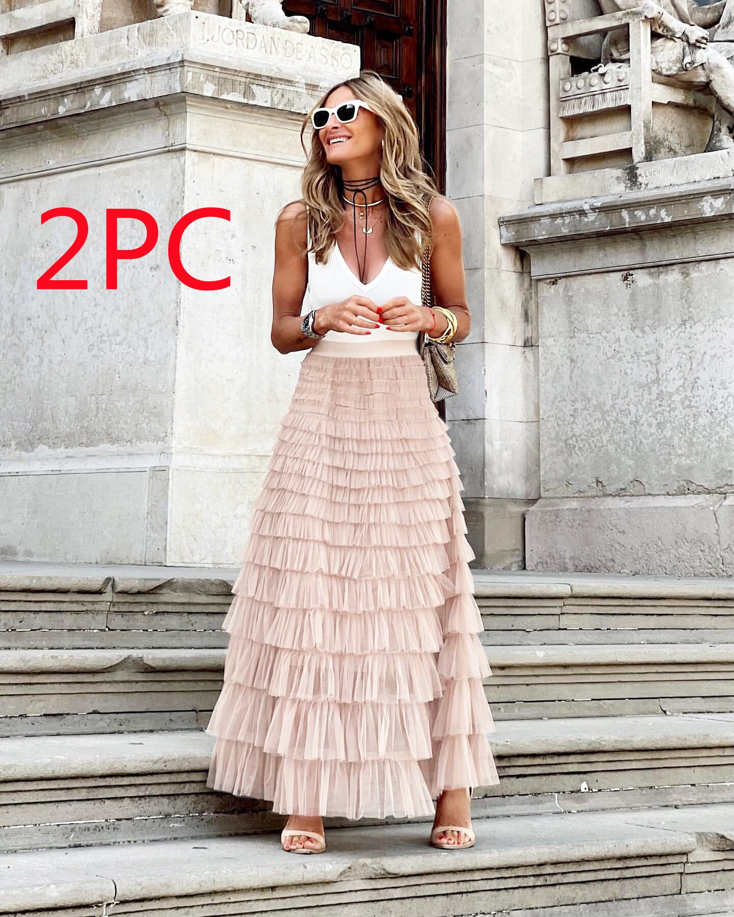 European & American Summer Fashion Mesh Tiered Skirt