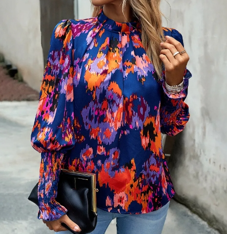 Women's Printed Long Sleeve Top | Lightweight, 4 Colors, S–XL