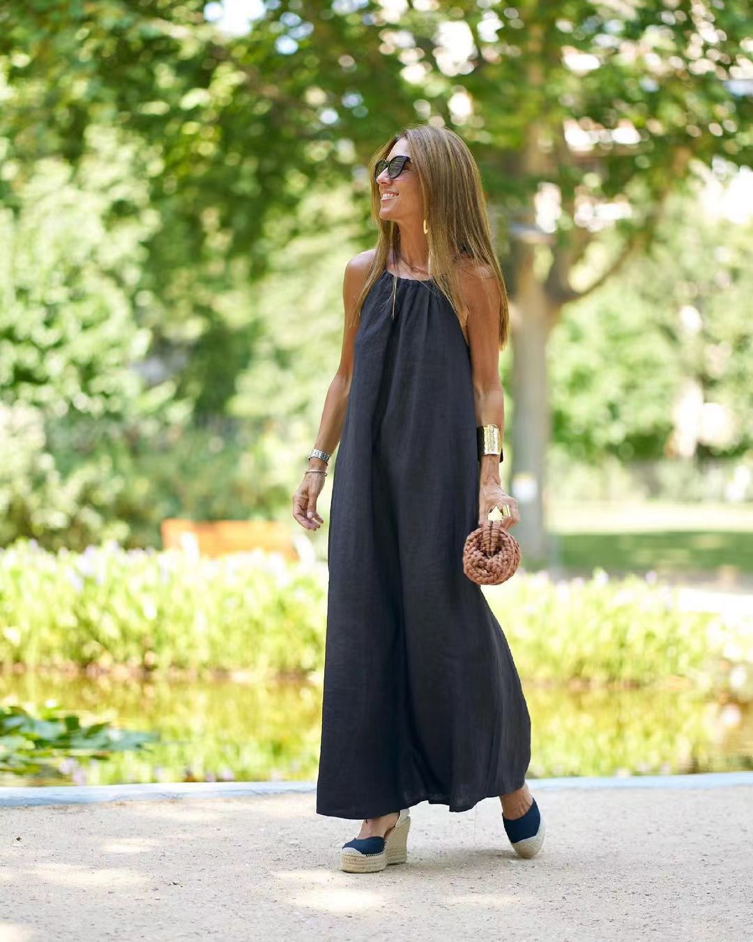 Spring/Summer Women's Cotton-Linen Dress
