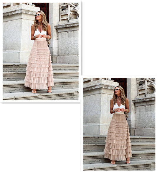 European & American Summer Fashion Mesh Tiered Skirt