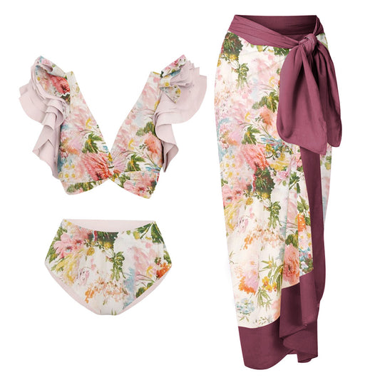 Women's Sexy One-Shoulder Bikini Set with Embellishments