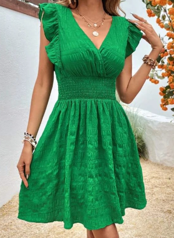 Red Sleeveless V-Neck A-Line Casual Dress for Women