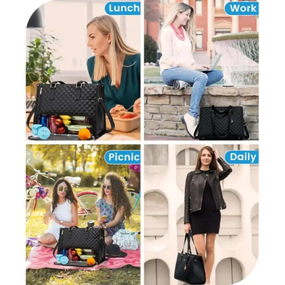 Women's Insulated Lunch Bag | Large Capacity Tote with Laptop Compartment
