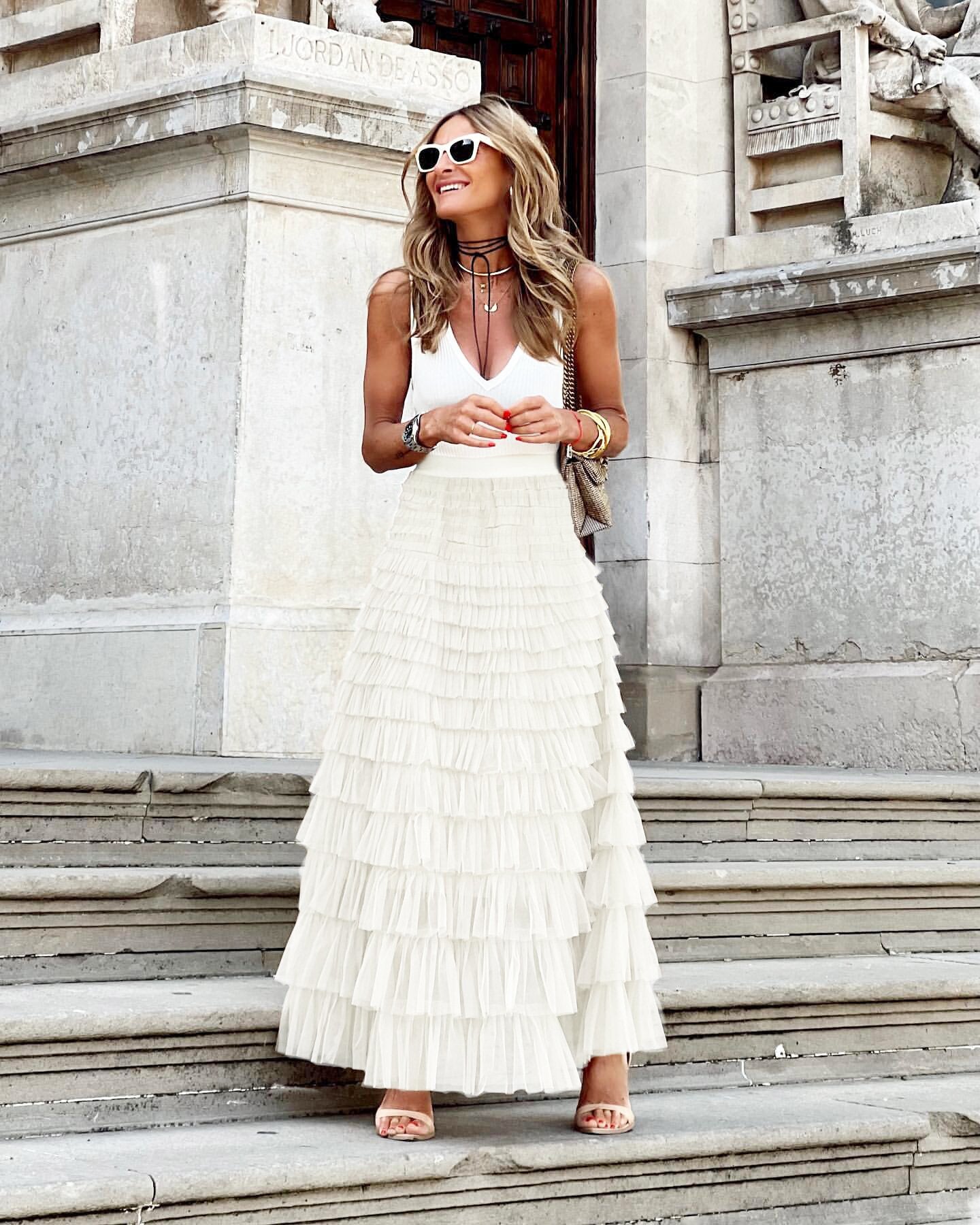 European & American Summer Fashion Mesh Tiered Skirt