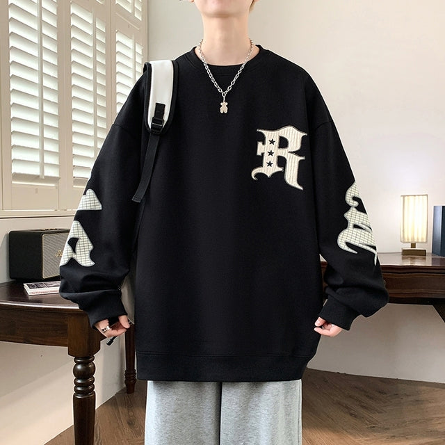 Men's Drop Shoulder Crew Neck Hoodie — Casual Pullover