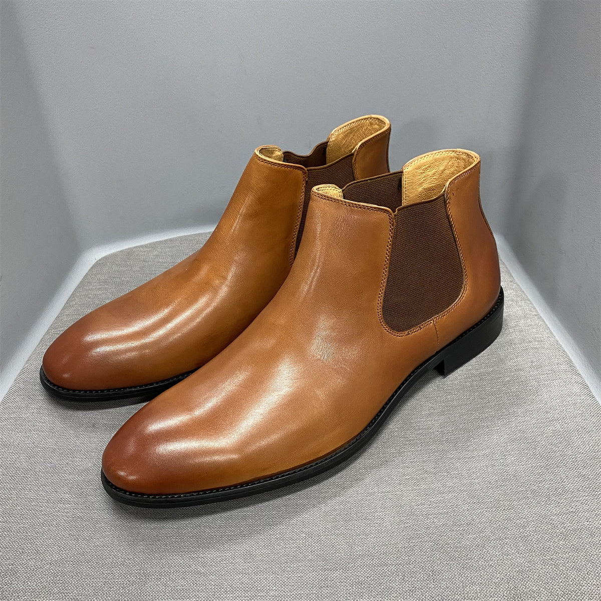 Genuine Leather Men's Shoes with Stirrup