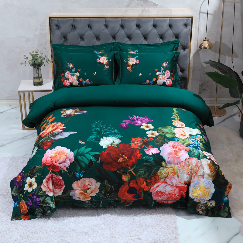 Luxury 100 Cotton Digital Floral Bedding Set (4 Pieces)