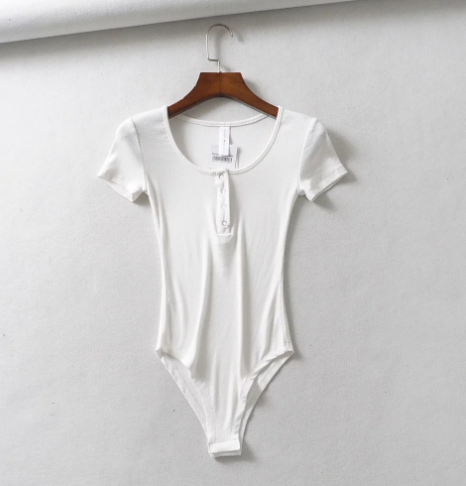 Women's Short Sleeve Button Slim T-Shirt for Street Style