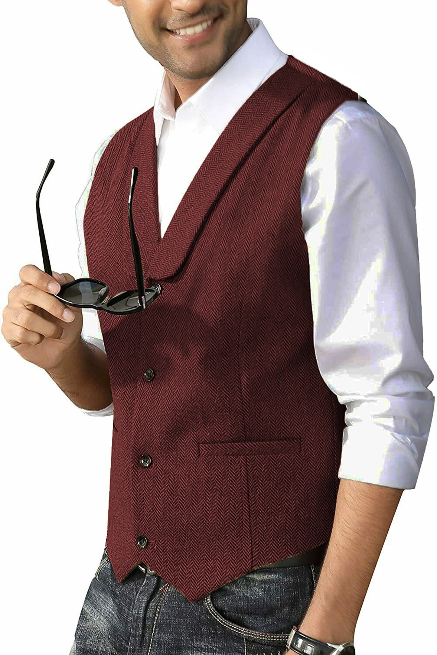 Men's Slim Fit Cashmere Blend Casual Business Vest