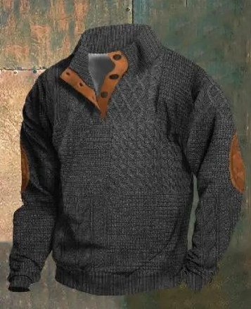 Men's Cable Knit Quarter-Zip Sweater | Suede Elbow Patch | 10 Colors | XS–6XL