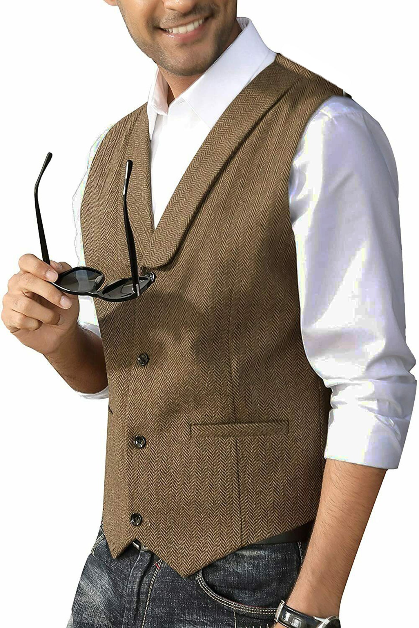 Men's Slim Fit Cashmere Blend Casual Business Vest