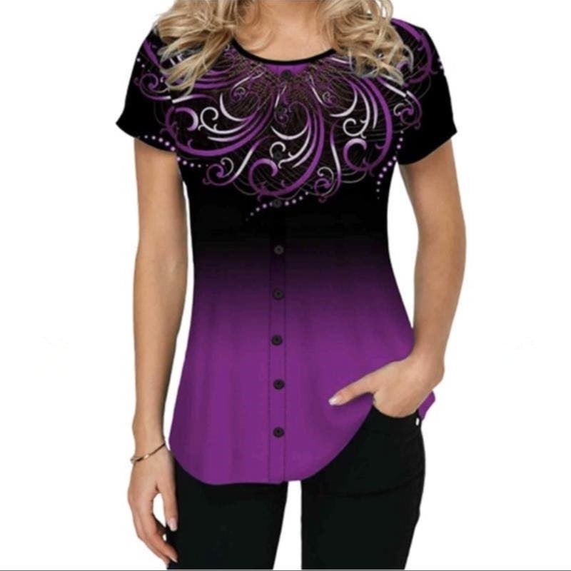 Simple Round Neck Fashion Gradient Top