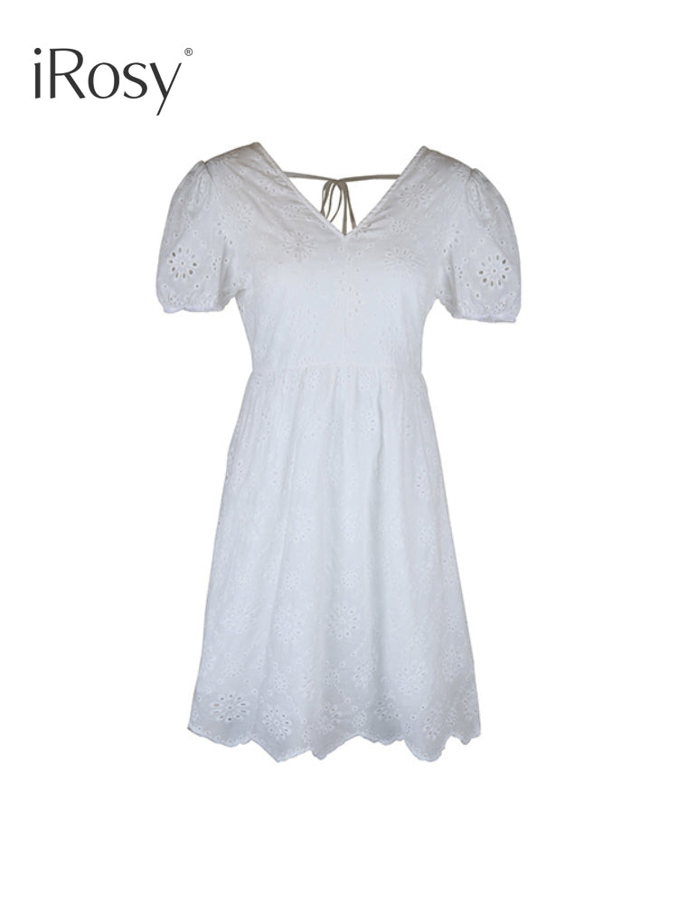 Fashion Summer White Short Sleeve Midi Dress