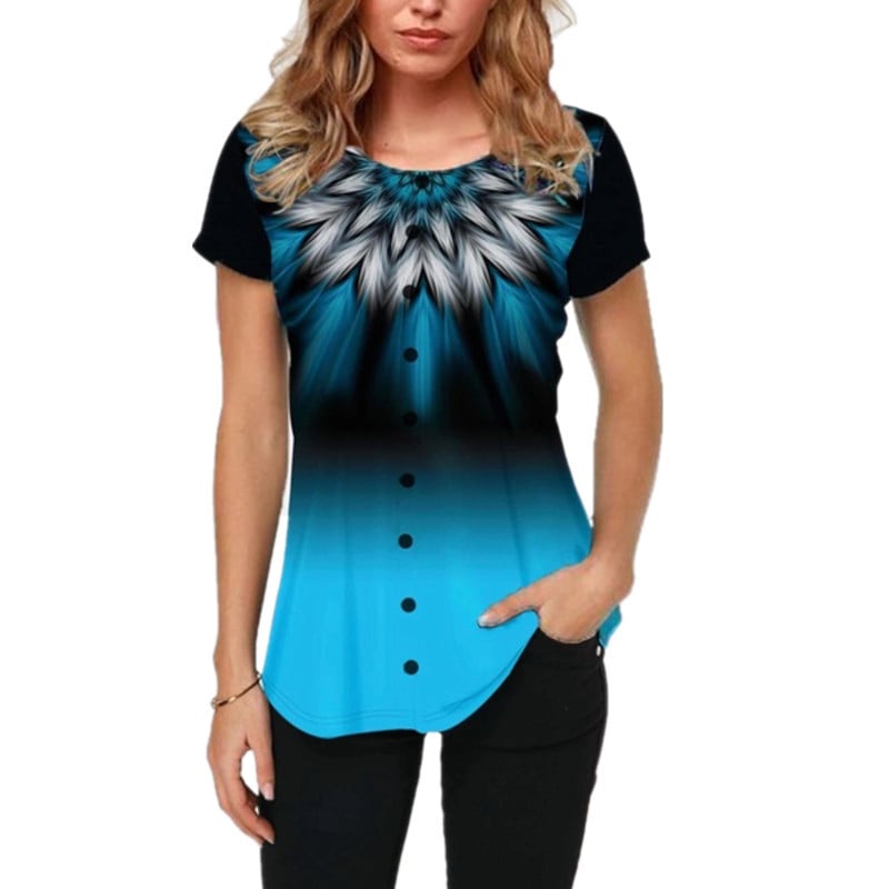 Simple Round Neck Fashion Gradient Top